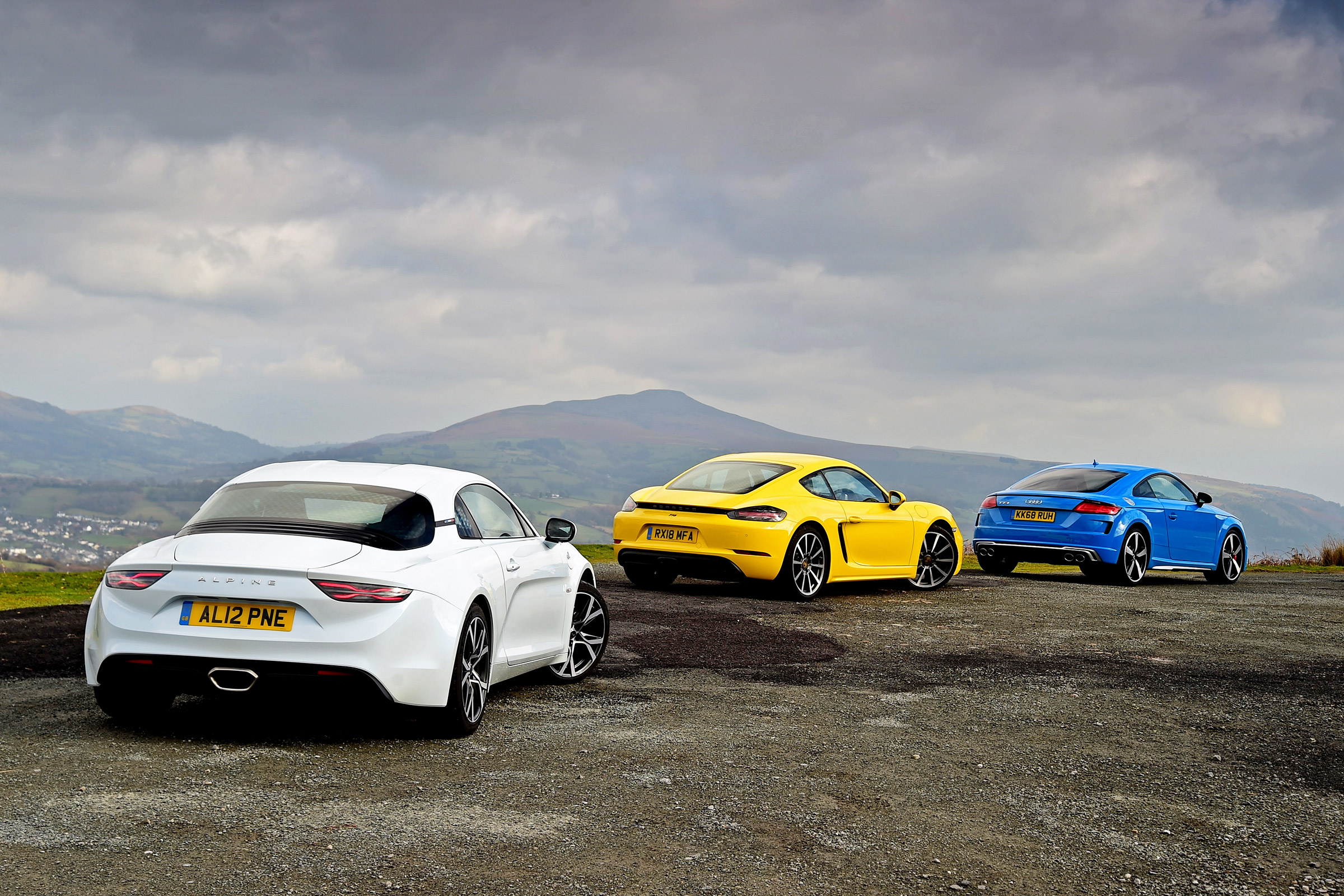 Audi TTS vs Alpine A110 vs Porsche 718 Cayman - rears