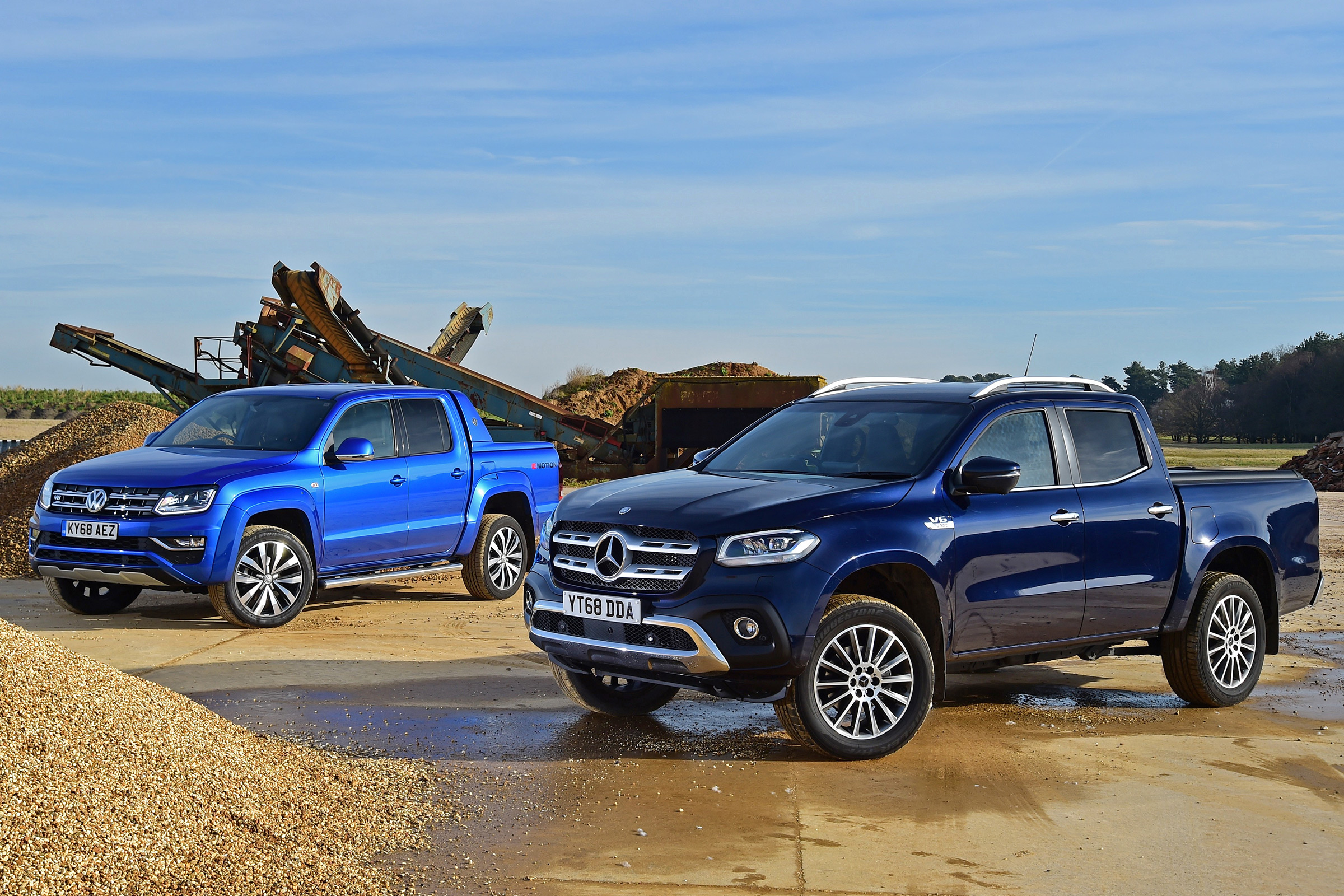 mercedes x-class vs volkswagen amarok pick-up truck twin test header