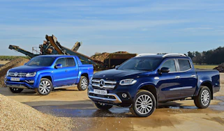 mercedes x-class vs volkswagen amarok pick-up truck twin test header