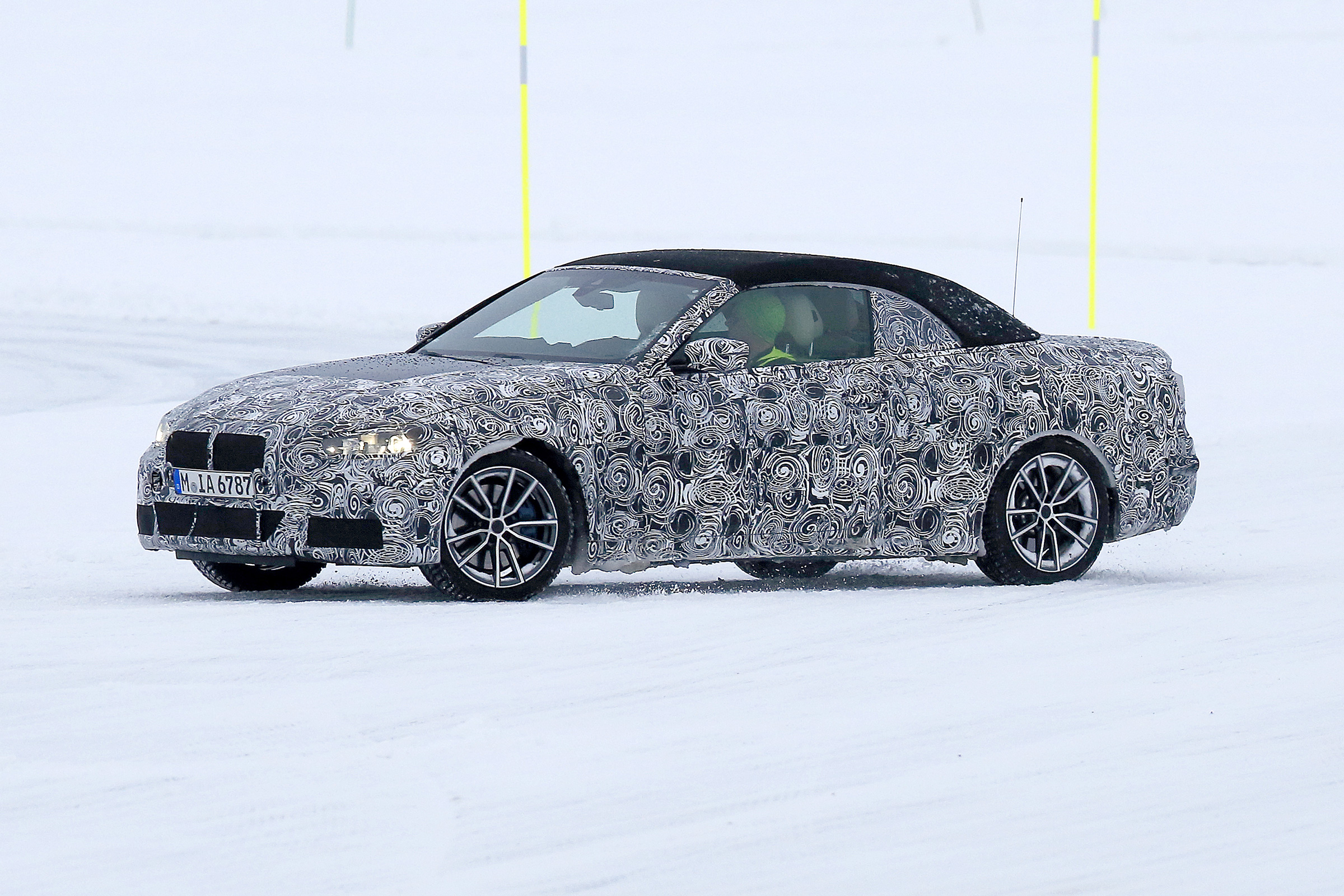 BMW 4 Series Convertible spies - front 3/4 winter