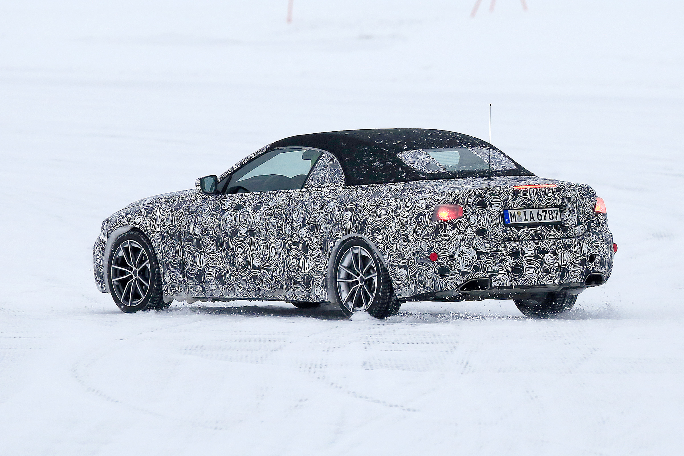 BMW 4 Series Convertible spies - rear 3/4 winter
