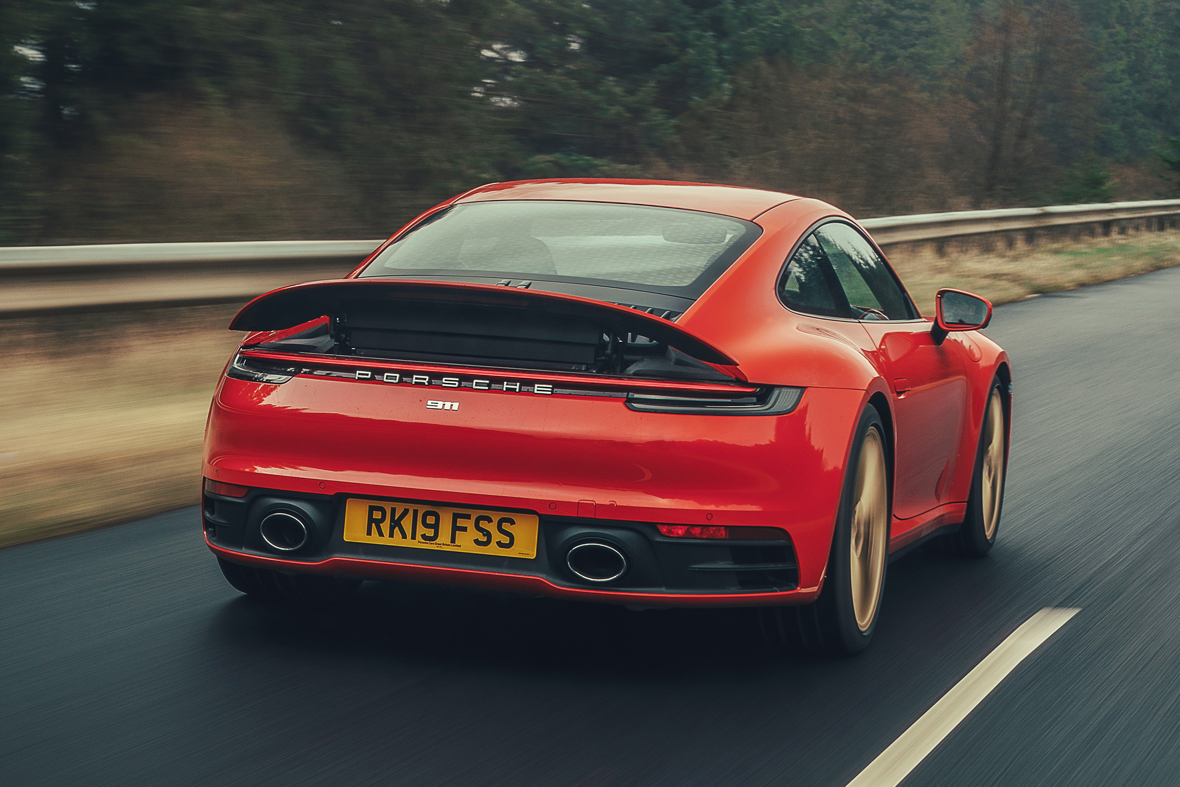 Porsche 911 Carrera S - rear tracking with spoiler up
