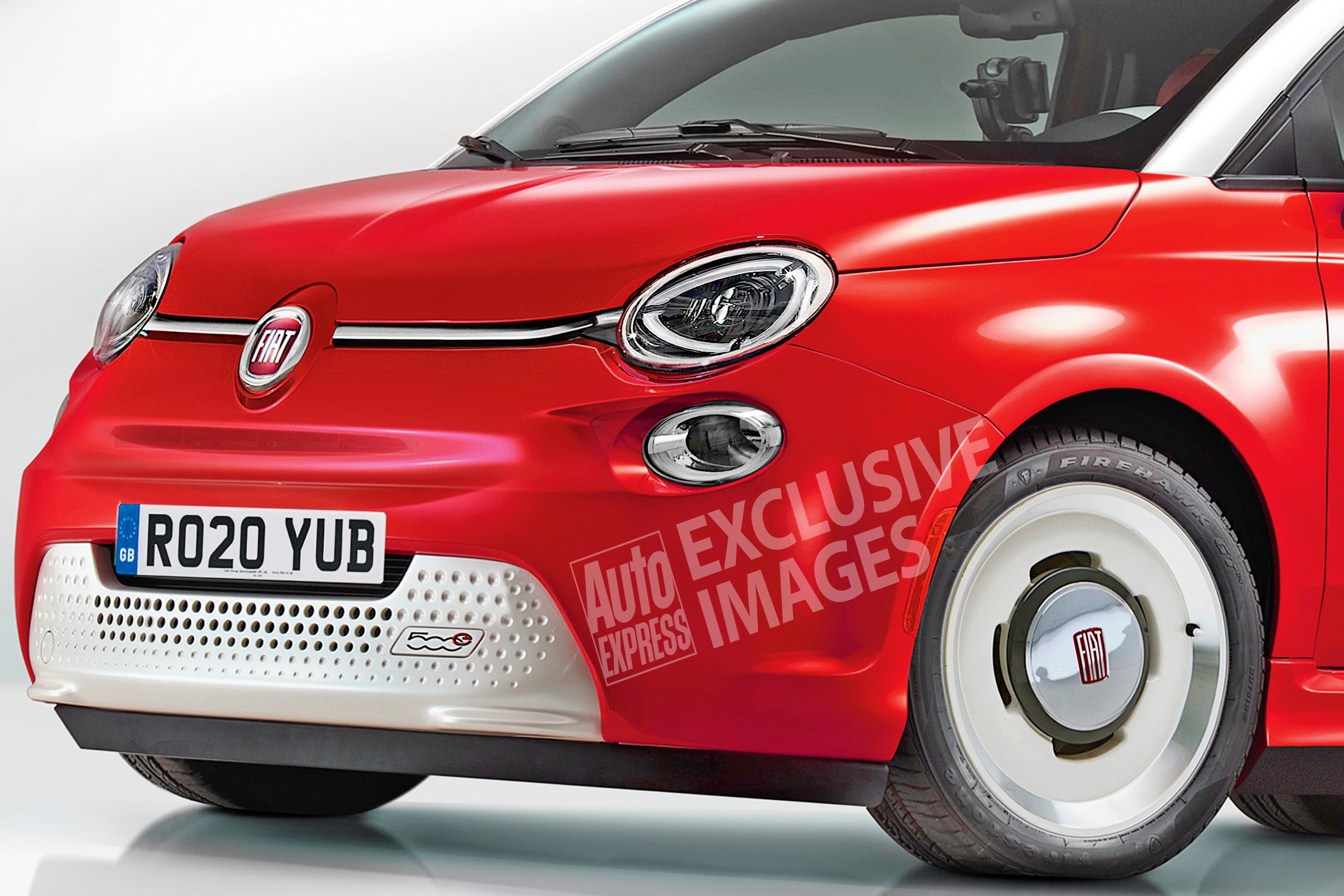 Electric Fiat 500 exclusive image closeup front