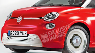 Electric Fiat 500 exclusive image closeup front