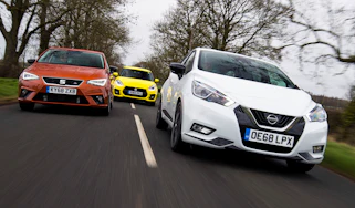Nissan Micra N-Sport vs SEAT Ibiza FR Sport vs Suzuki Swift Sport - header