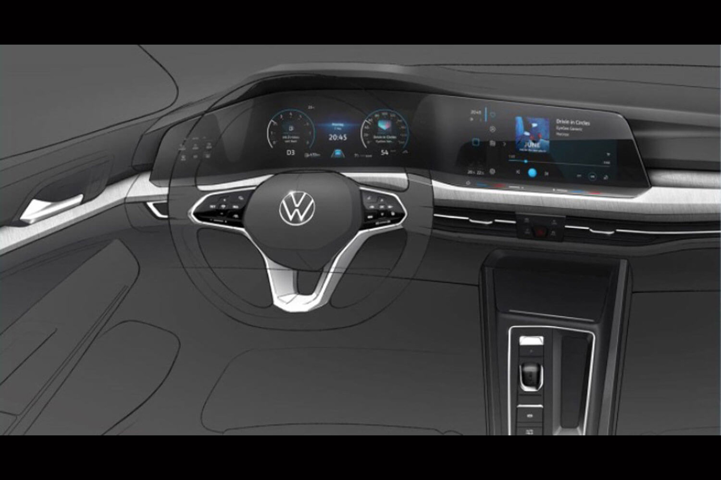 Volkswagen Golf Mk8 interior teaser sketch
