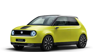 Honda e front yellow