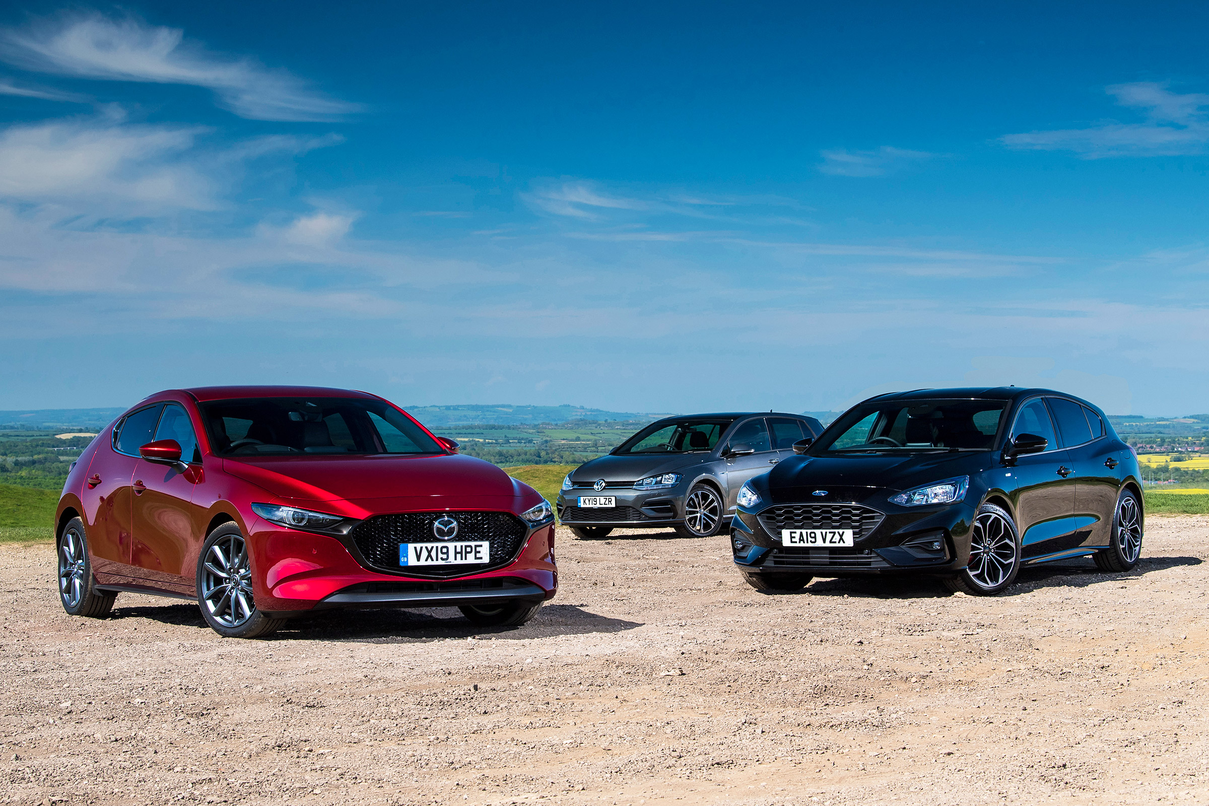 Mazda 3 vs Ford Focus vs Volkswagen Golf - header