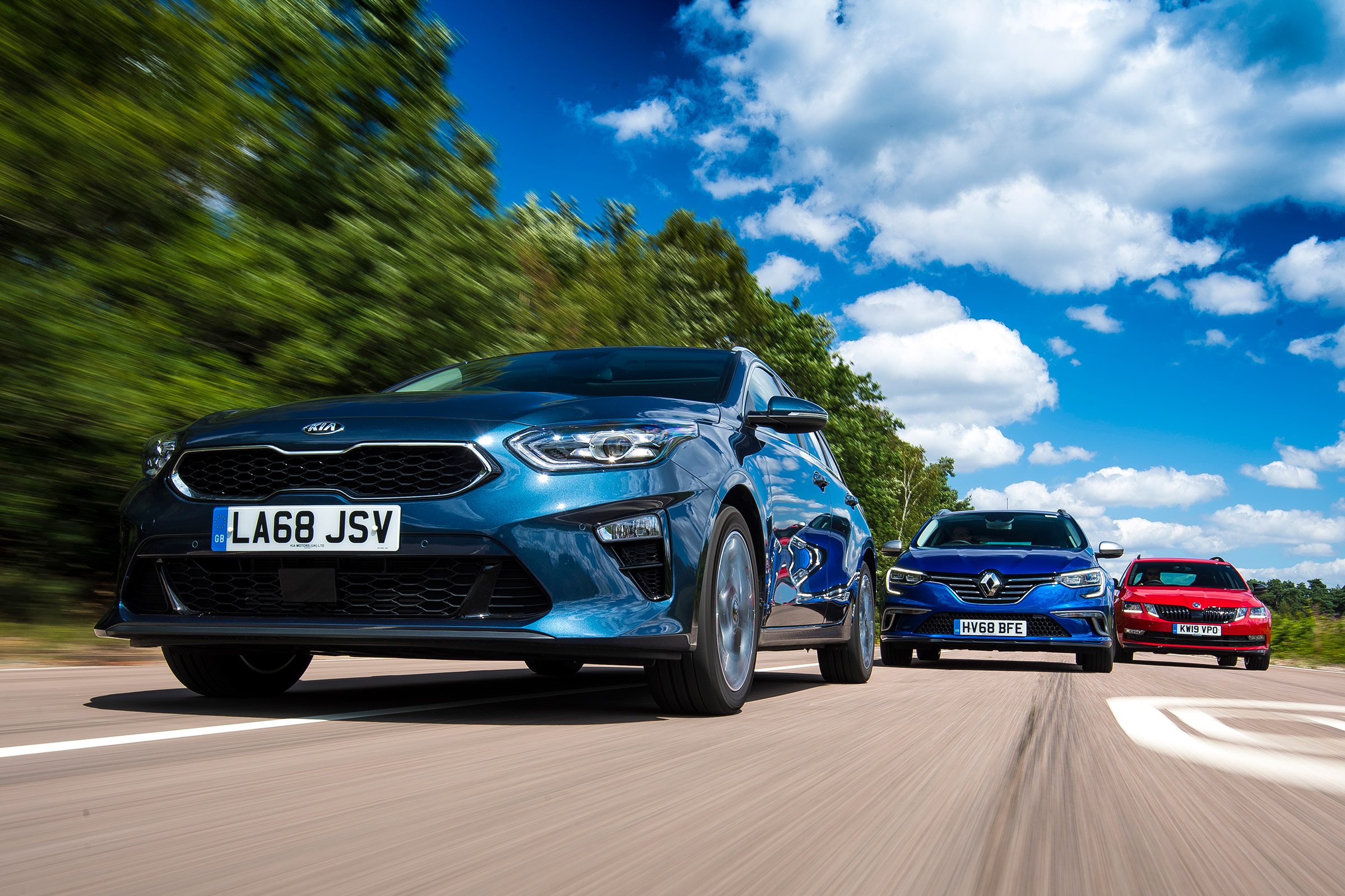 Kia Ceed SW vs Renault Megane Sport Tourer vs Skoda Octavia Estate - header