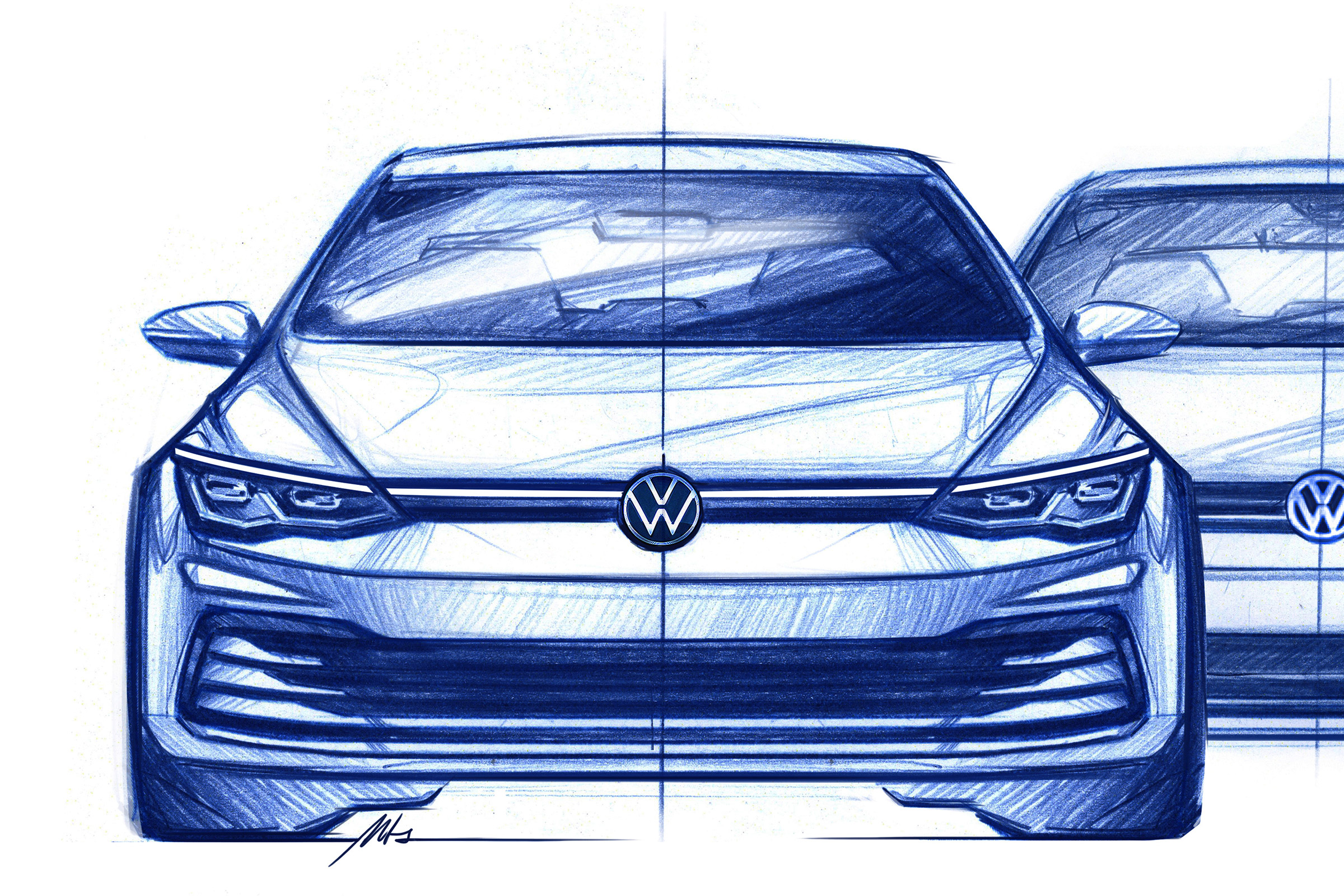 Volkswagen Golf Mk8 - full front sketch