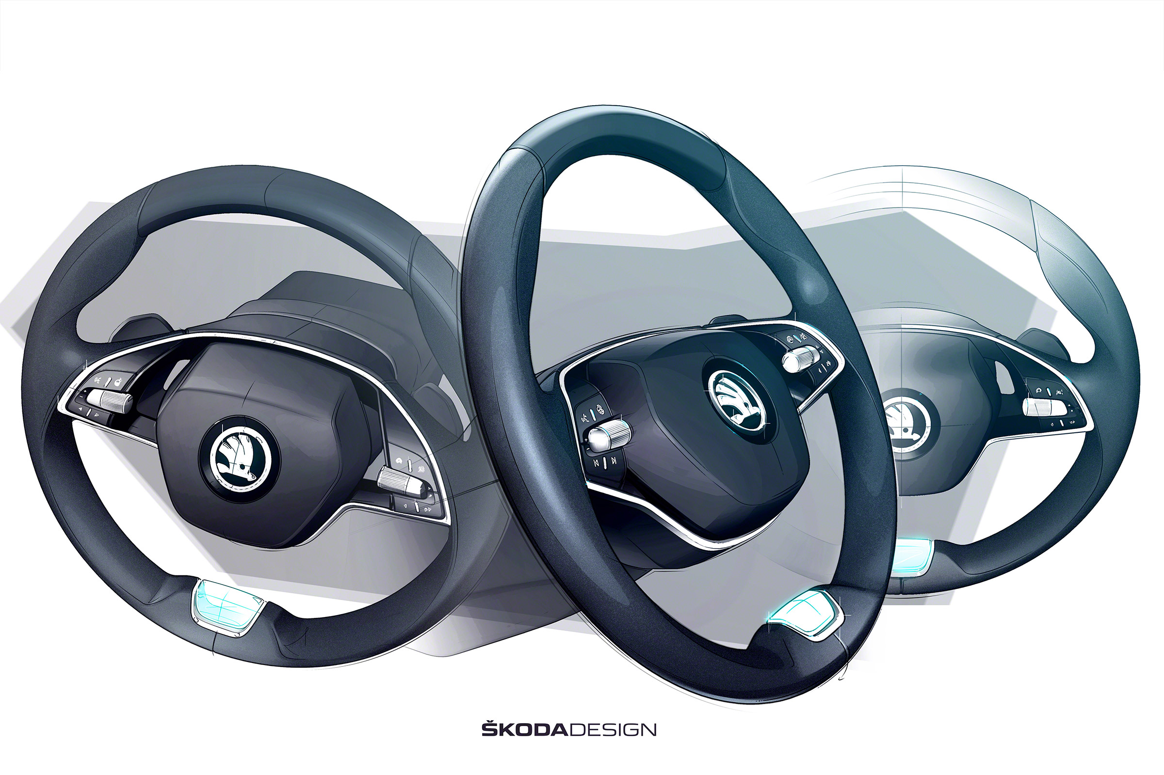 Skoda Octavia - steering wheel sketch