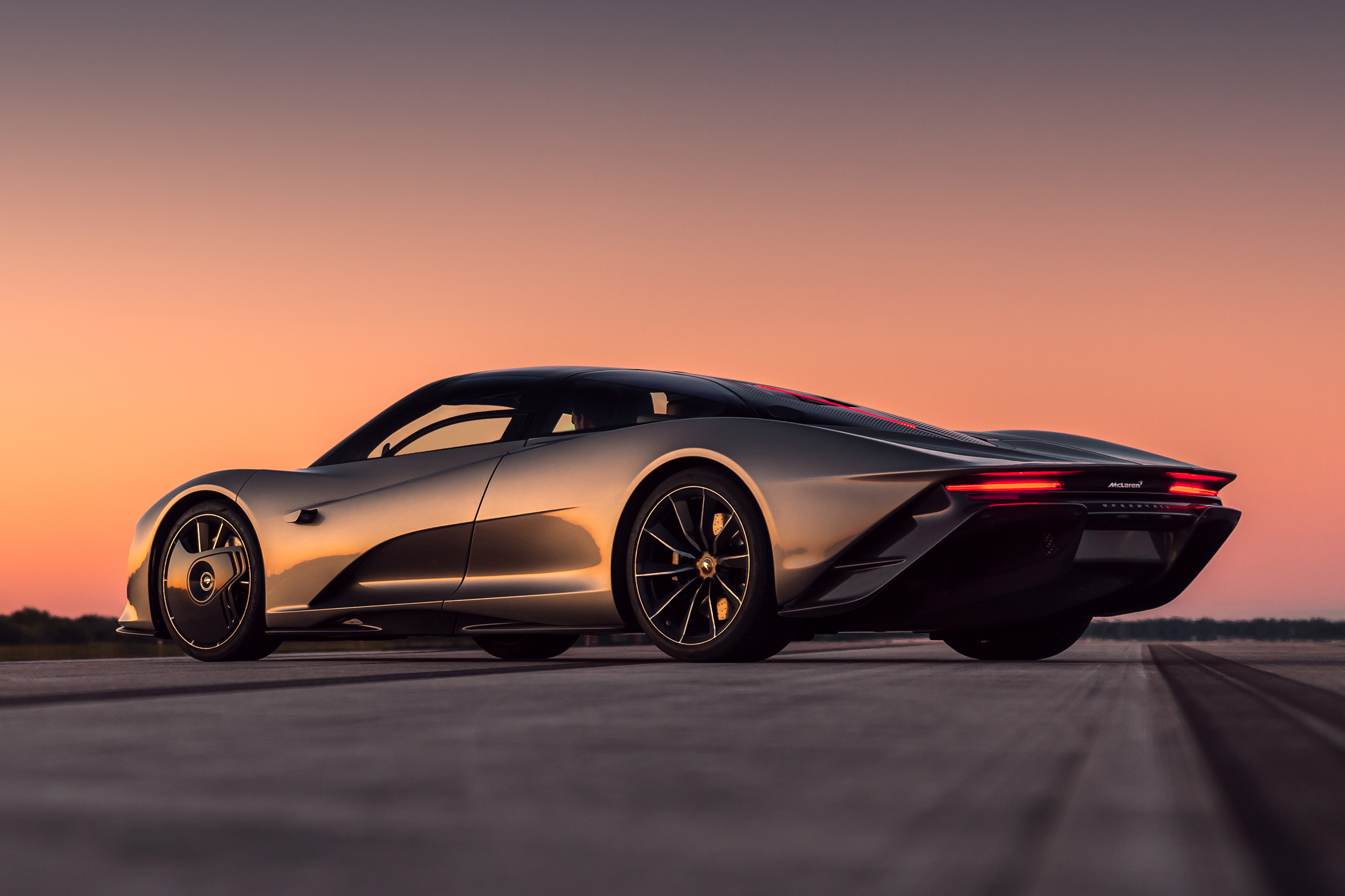 McLaren Speedtail - runway testing - rear 3/4 static