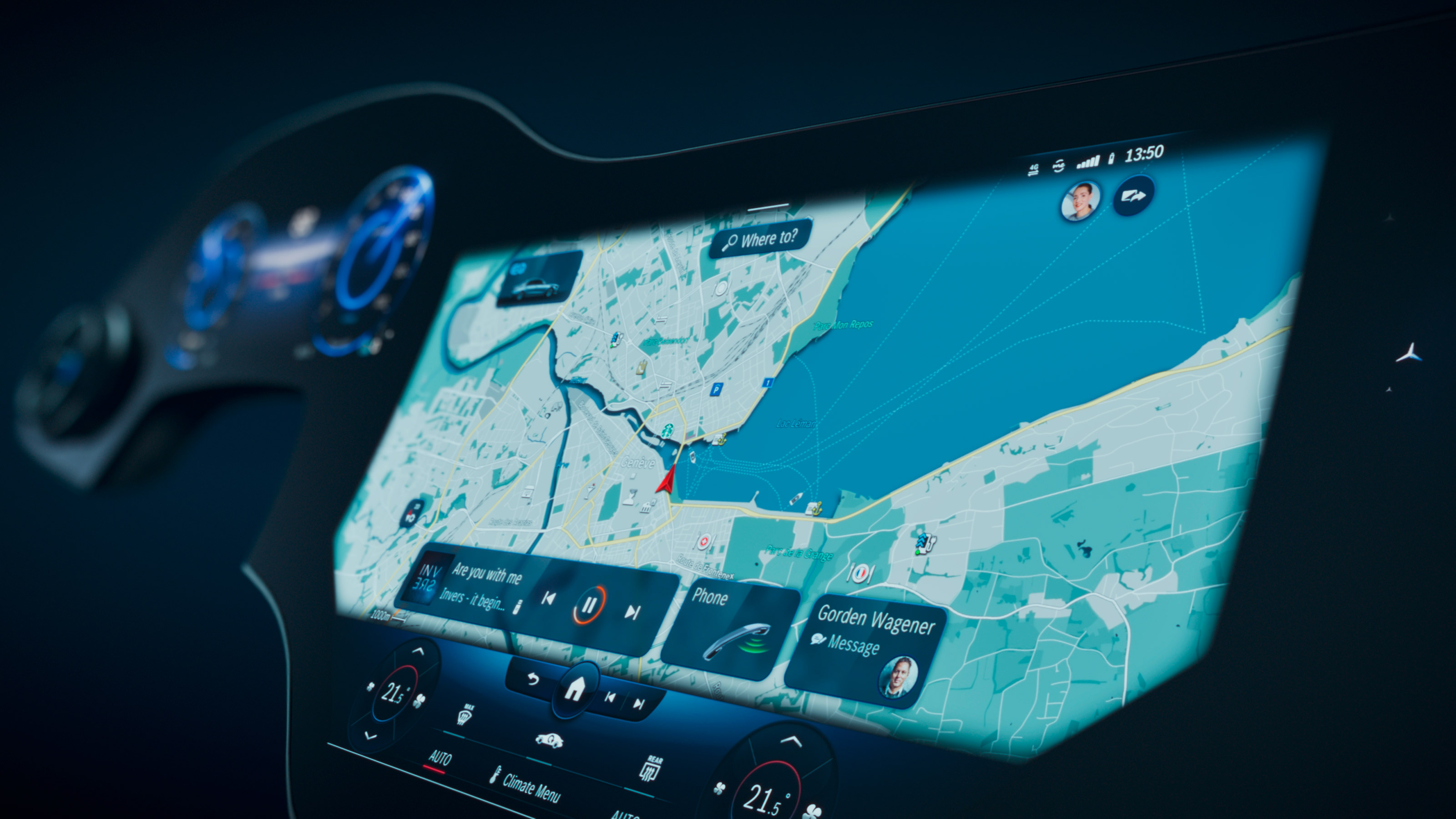 Mercedes EQS Hyperscreen infotainment - sat-nav