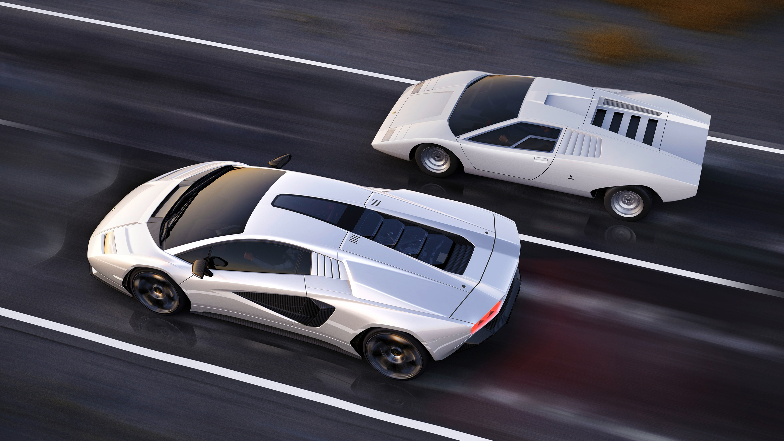 Lamborghini Countach LPI 800-4 with old car
