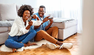Two people playing video games