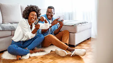 Two people playing video games