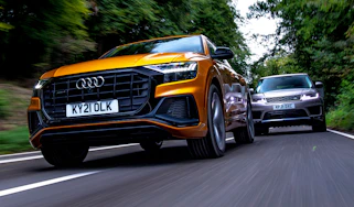 Audi Q8 55 TFSI e vs Range Rover Sport P400e - front