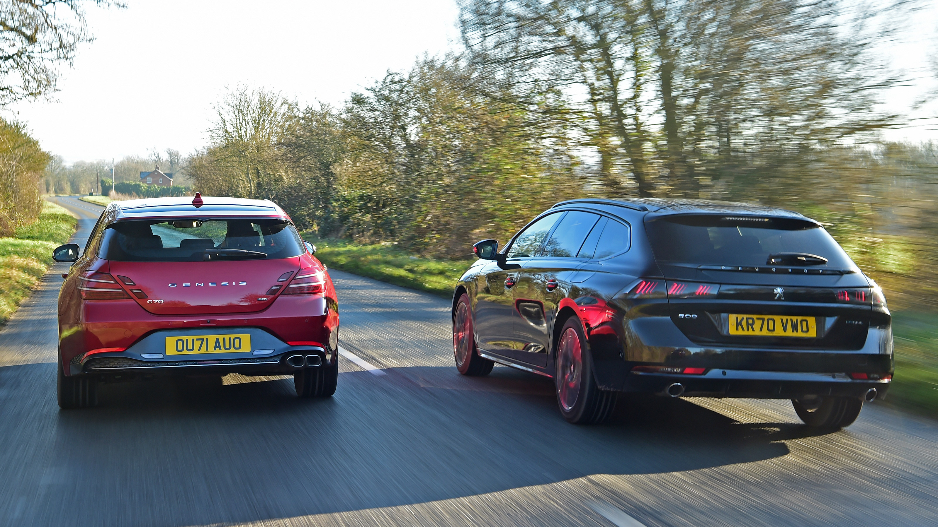 Genesis G70 Shooting Brake vs Peugeot 508 SW - rear