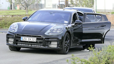 2024 Porsche Panamera spyshot - front static with rear door open