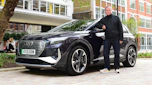 Audi Q4 e-tron final report: Steve Fowler with Q4 e-tron outside Autovia offices
