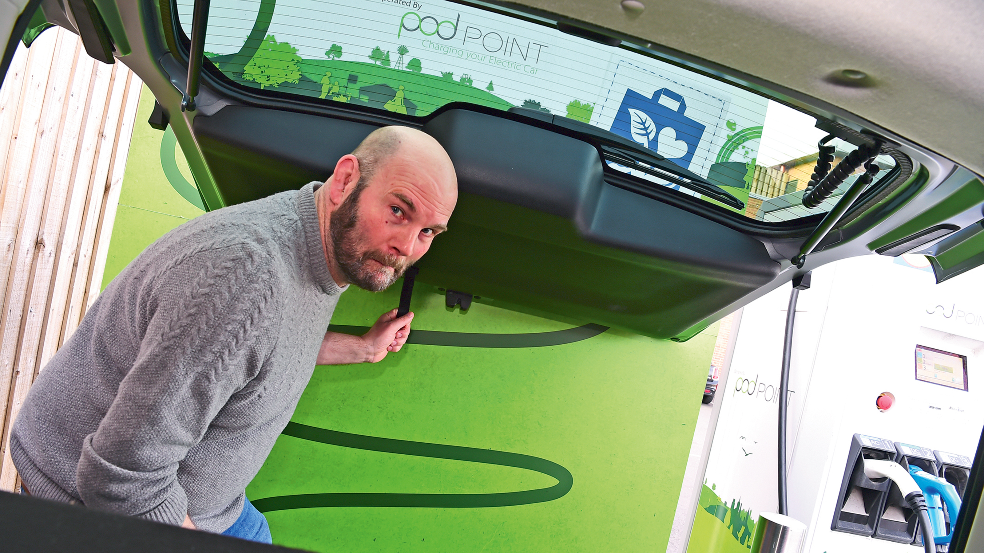 Citroen E-Berlingo long termer - Darren Wilson sitting in boot