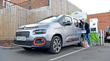 Citroen E-Berlingo long termer - hooked up to charger
