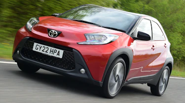 Toyota Aygo X vs Hyundai i10 vs Fiat 500 group test - Toyota Aygo X front tracking