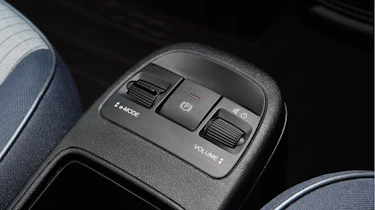 Toyota Aygo X vs Hyundai i10 vs Fiat 500 group test - Fiat 500 drive select, parking brake and volume switches