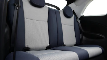 Toyota Aygo X vs Hyundai i10 vs Fiat 500 group test - Fiat 500 rear seats