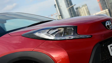 Toyota Aygo X vs Hyundai i10 vs Fiat 500 group test - Toyota Aygo X headlight