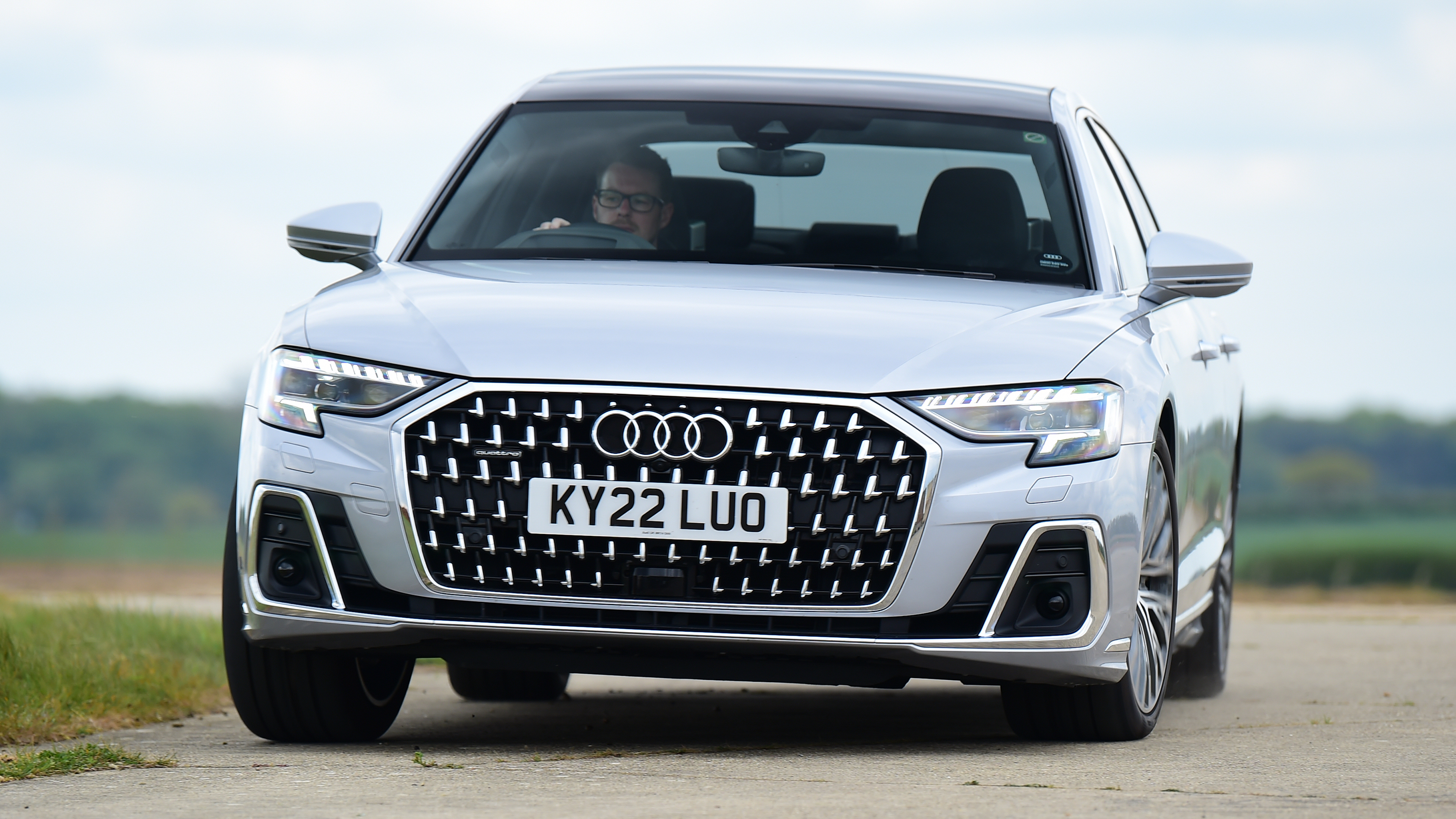 Audi A8 vs Mercedes S Class - Audi front cornering 