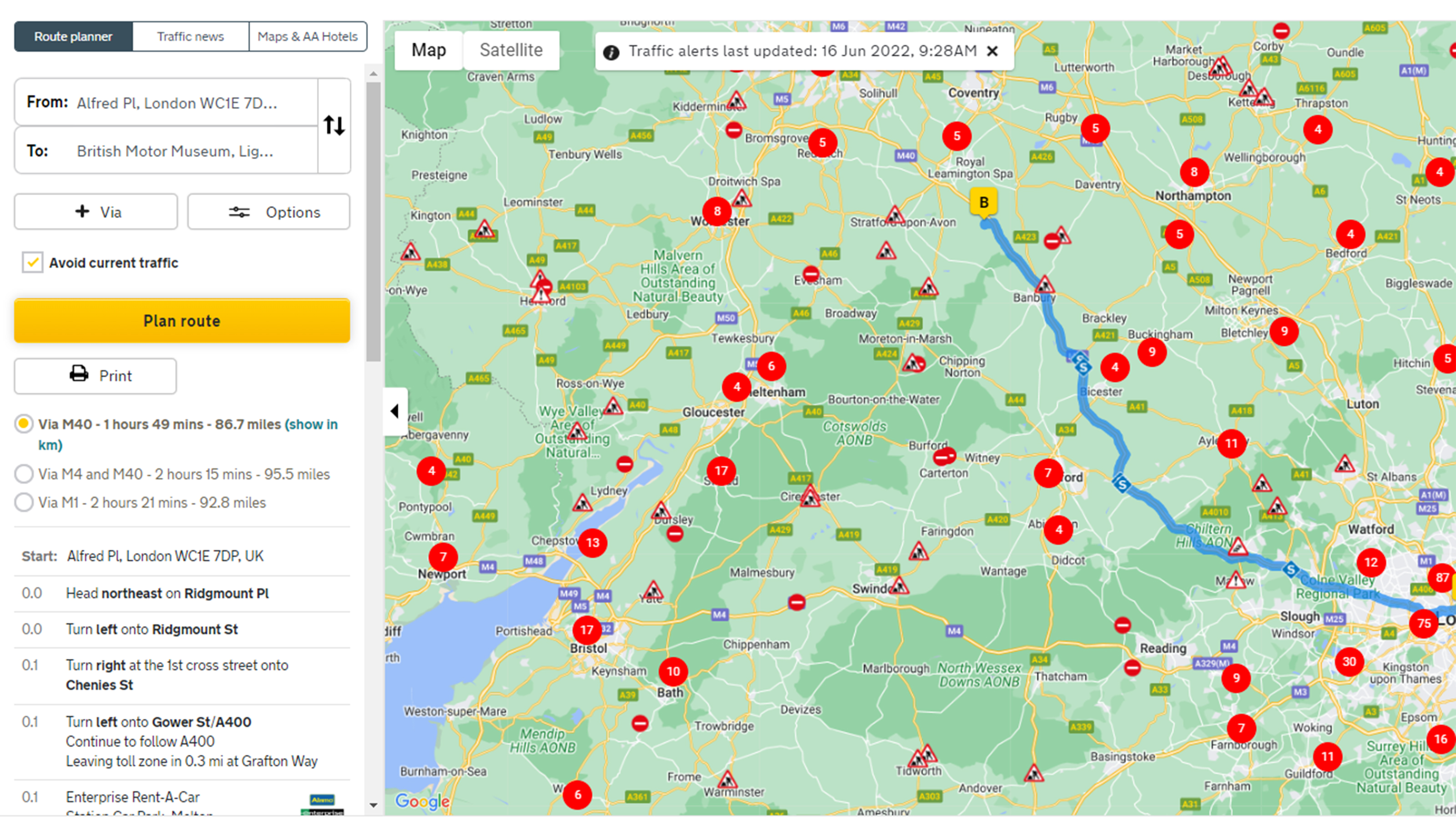 Best online route finders - AA Route Planner