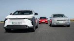 Toyota bZ4X vs Volkswagen ID.4 vs Hyundai Ioniq 5: all three cars tracking