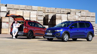 Dacia Jogger long-termer: Two Joggers in front of crate stack