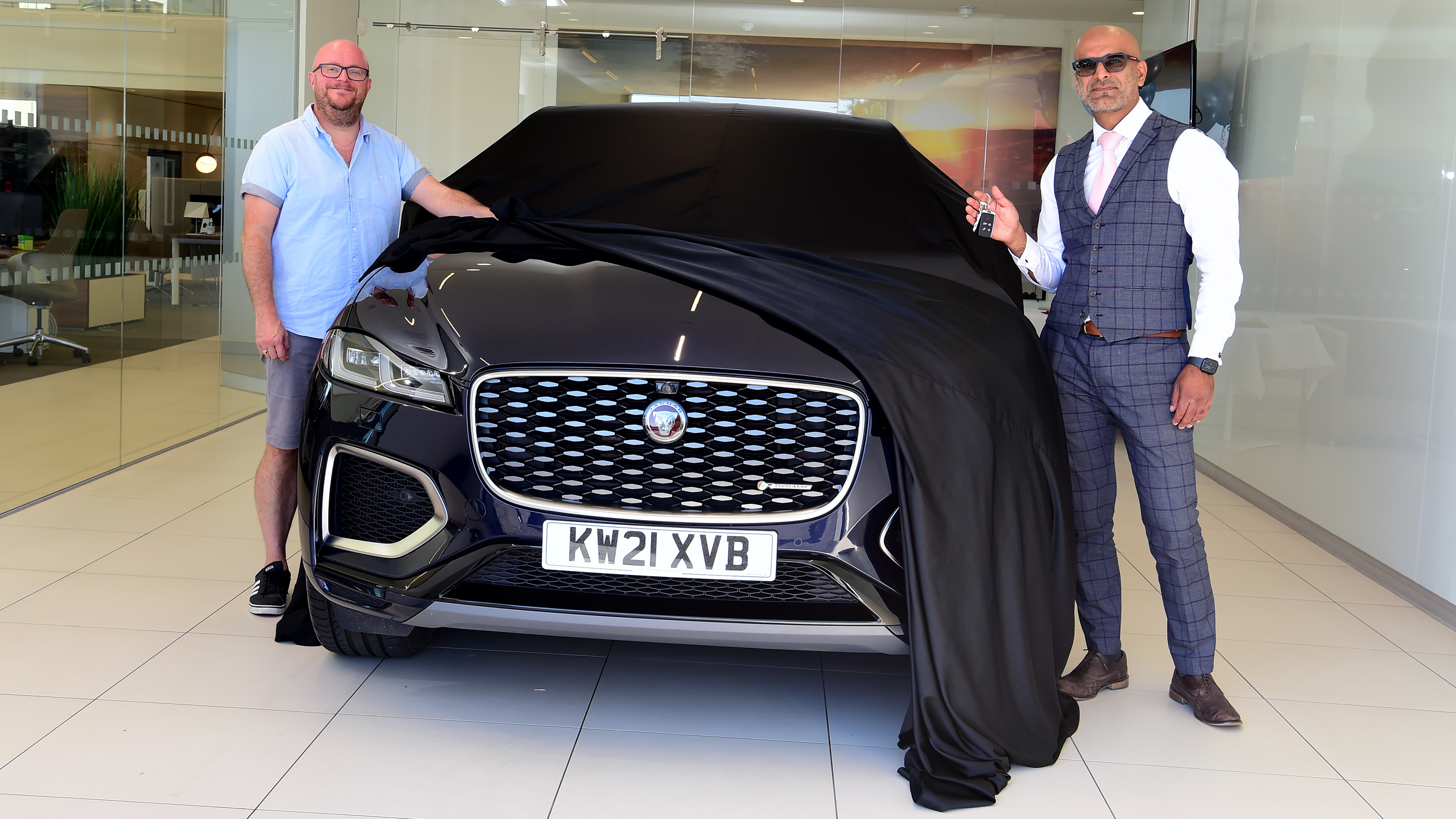 Jaguar F-pace long termer - Ahmed Rahman presenting F-Pace to Stuart Milne
