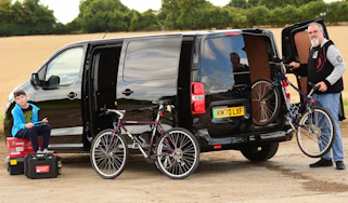 Dean Gibson and son loading bikes into Citroen e-Dispatch