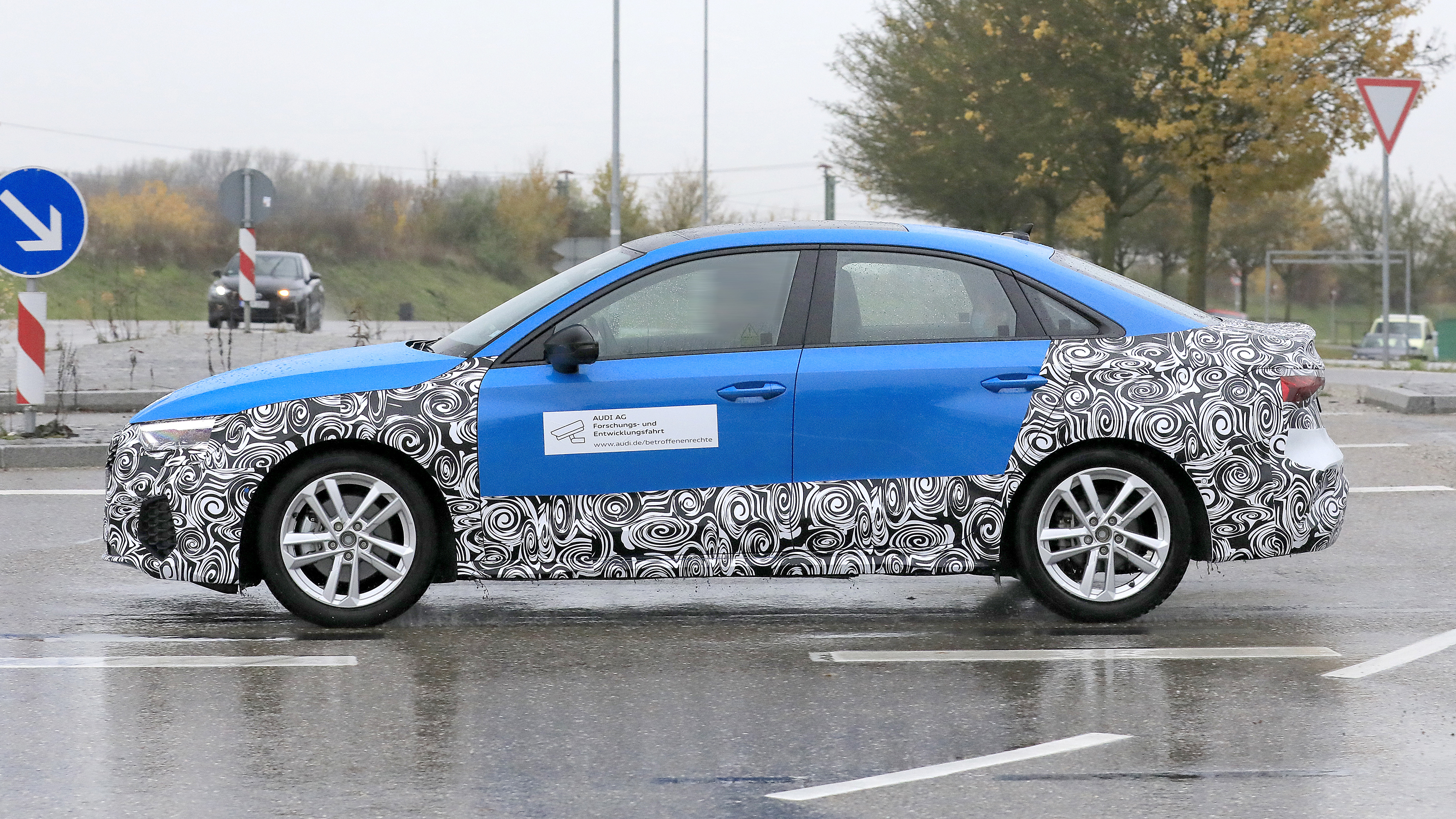 Audi A3 saloon spy - side