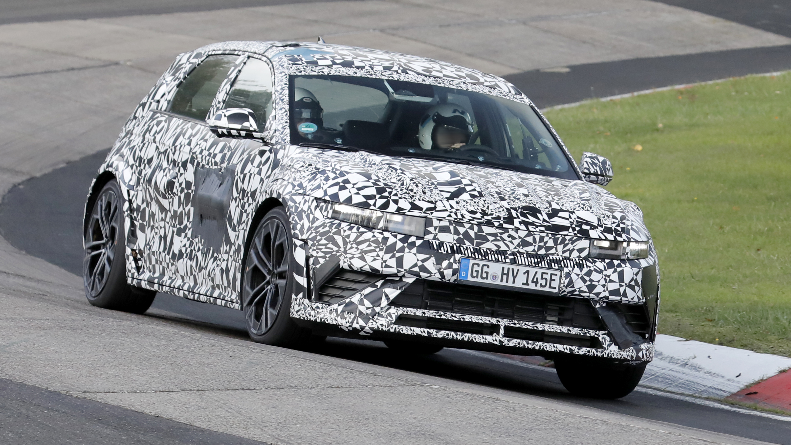 Hyundai Ioniq 5 N (camouflaged) - front cornering on tracking