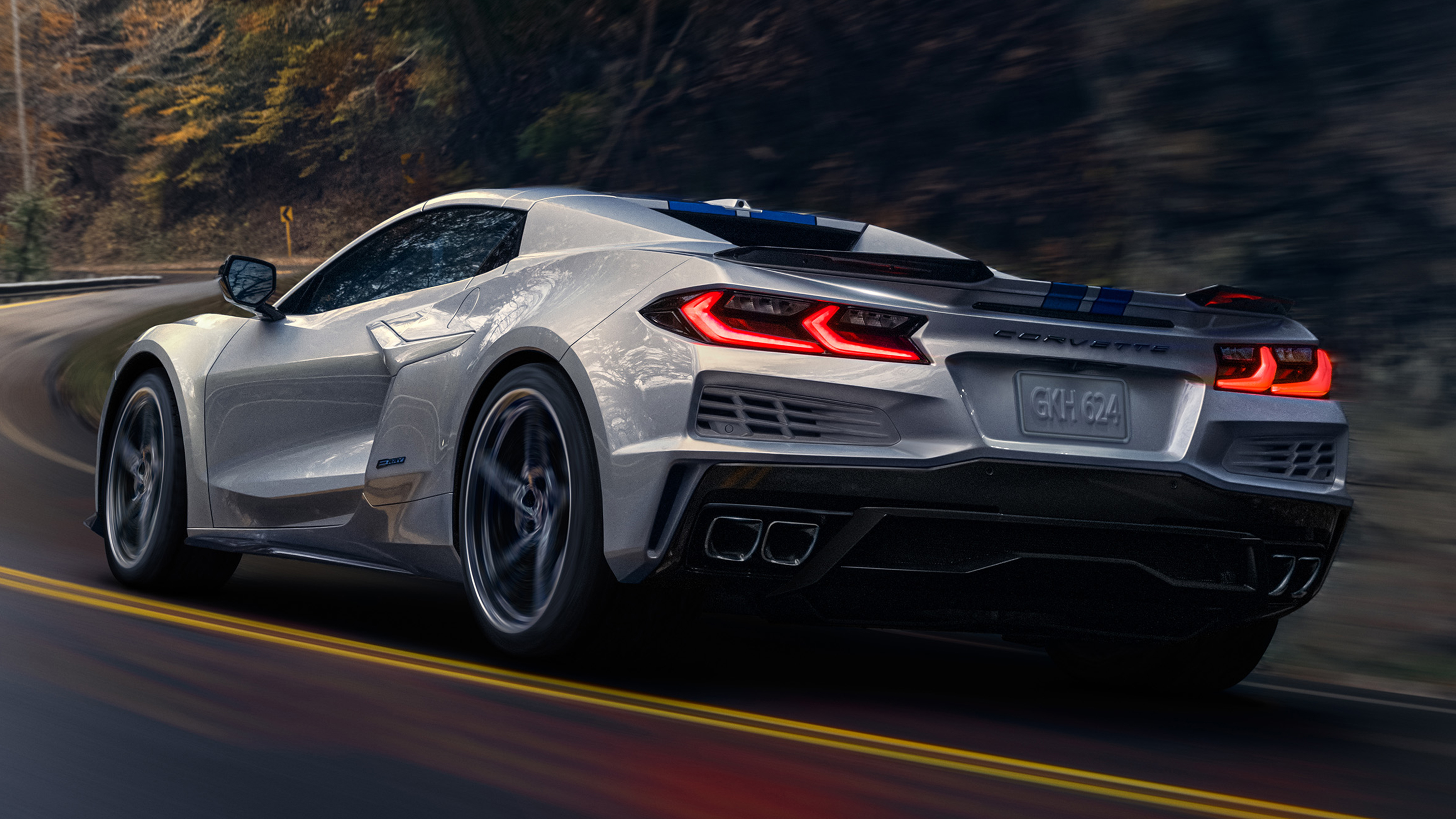 Chevrolet Corvette E-Ray (white with blue stripe) - rear tracking