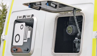 Speed camera van window