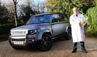 Land Rover Defender long-termer - Steve Fowler in doctor's white overcoat
