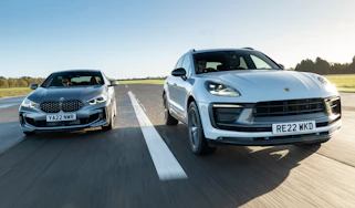 BMW M135i and Porsche Macan T - front tracking