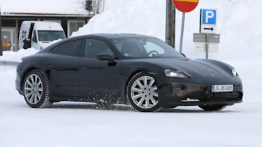 Porsche Taycan facelift (camouflaged) - front cornering