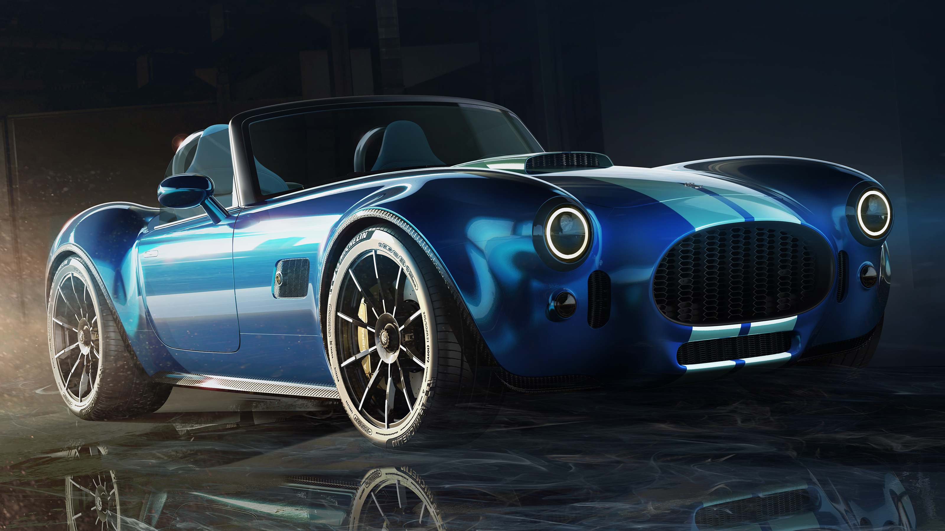 AC Cobra GT Roadster - front static in dark surroundings