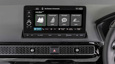 Infotainment screen displaying "Honda Hush" system