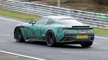 Aston Martin DB12 spy shots Nurburgring rear