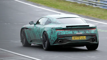 Aston Martin DB12 spy shots Nurburgring rear 2