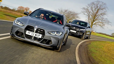 BMW M3 Touring and Jaguar F-Pace SVR - front cornering
