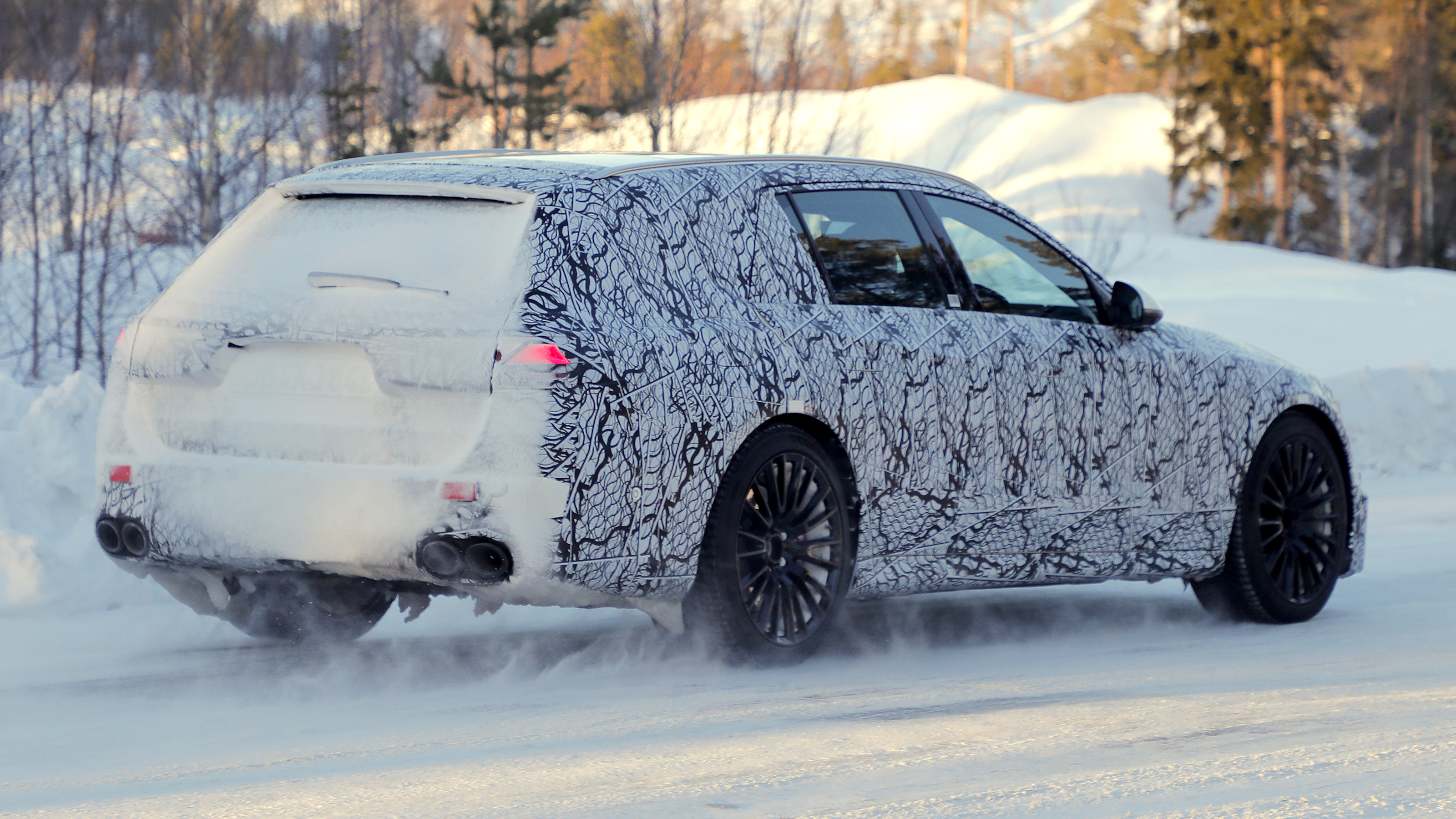 Mercedes E-Class AMG estate (camouflaged) - rear angle