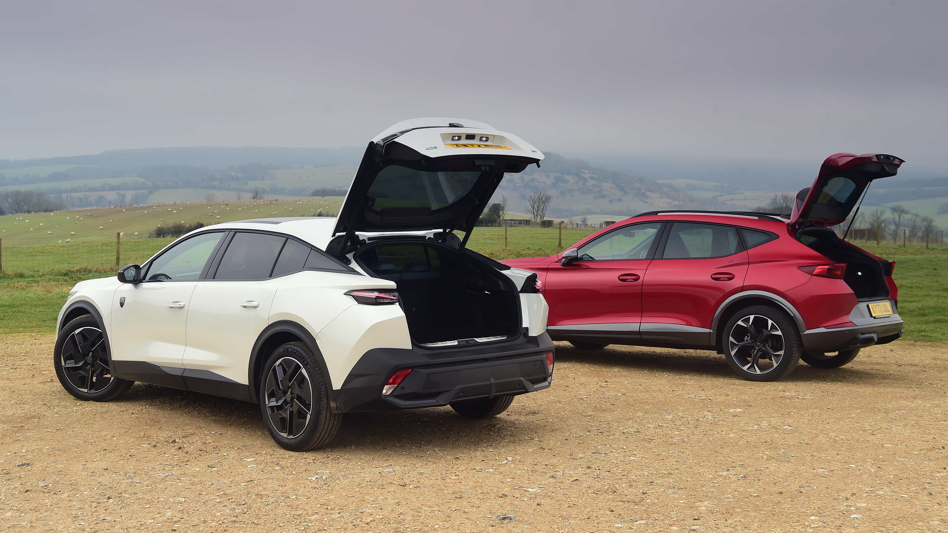 Cupra Formentor and Peugeot 408 - rear static (boots open)